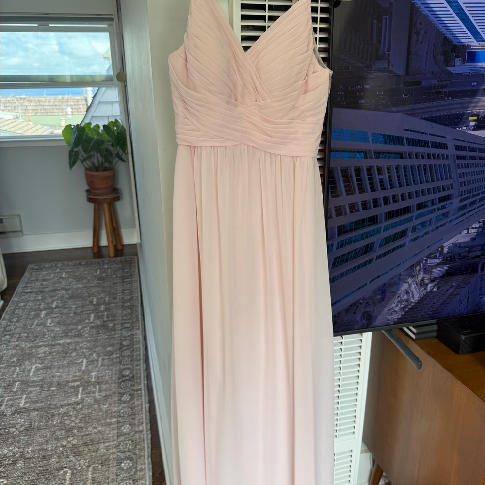 Elegant Pink Pleated Bridesmaid Dress